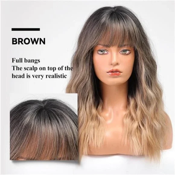 Womens Wigs With Bangs, Brown to Blonde *NEW*